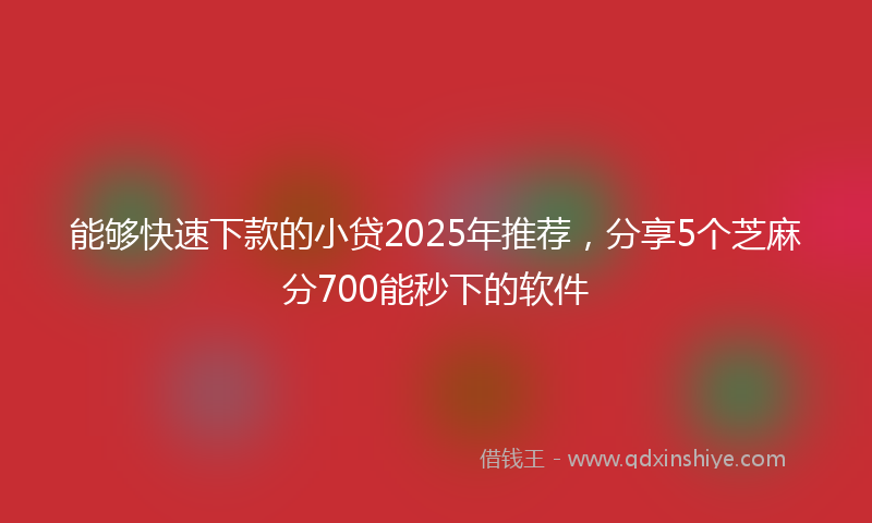 能够快速下款的小贷2025年推荐，分享5个芝麻分700能秒下的软件