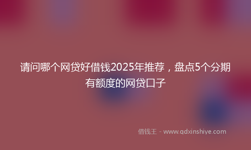 请问哪个网贷好借钱2025年推荐，盘点5个分期有额度的网贷口子