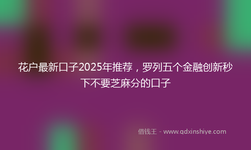 花户最新口子2025年推荐,罗列五个金融创新秒下不要芝麻分的口子