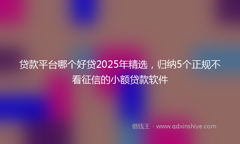 贷款平台哪个好贷2025年精选，归纳5个正规不看征信的小额贷款软件