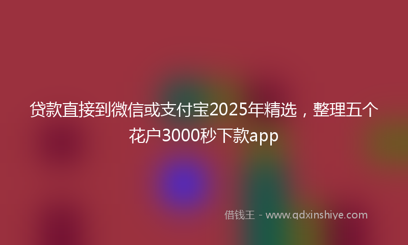 贷款直接到微信或支付宝2025年精选，整理五个花户3000秒下款app