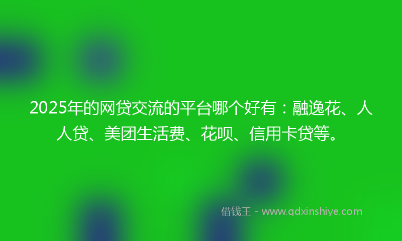 2025年的网贷交流的平台哪个好有：融逸花、人人贷、美团生活费、花呗、信用卡贷等。