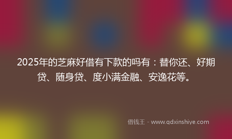 2025年的芝麻好借有下款的吗有：替你还、好期贷、随身贷、度小满金融、安逸花等。