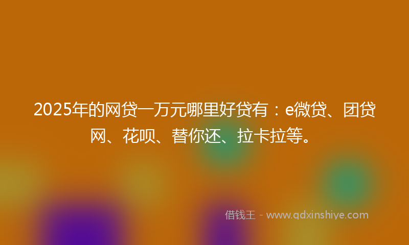 2025年的网贷一万元哪里好贷有：e微贷、团贷网、花呗、替你还、拉卡拉等。
