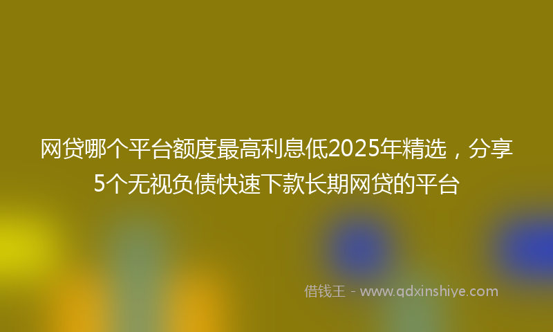 网贷哪个平台额度最高利息低2025年精选，分享5个无视负债快速下款长期网贷的平台