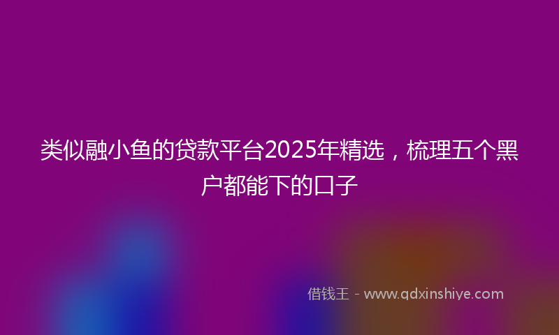 类似融小鱼的贷款平台2025年精选，梳理五个黑户都能下的口子