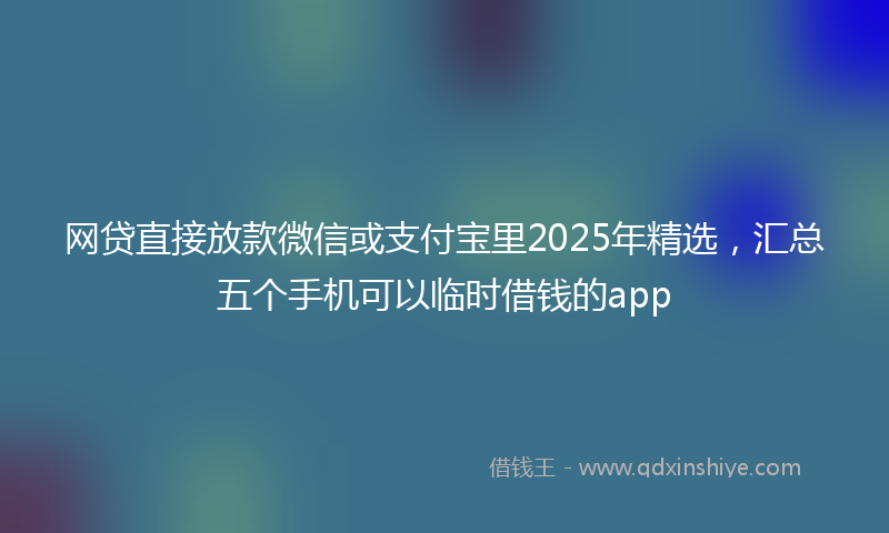 网贷直接放款微信或支付宝里2025年精选，汇总五个手机可以临时借钱的app