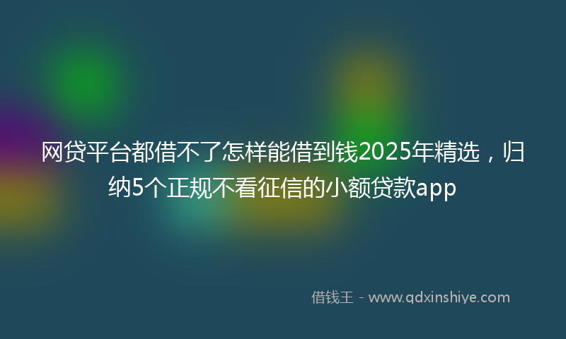 网贷平台都借不了怎样能借到钱2025年精选，归纳5个正规不看征信的小额贷款app