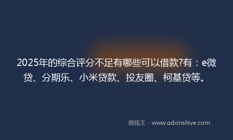 2025年的综合评分不足有哪些可以借款?有：e微贷、分期乐、小米贷款、投友圈、柯基贷等。