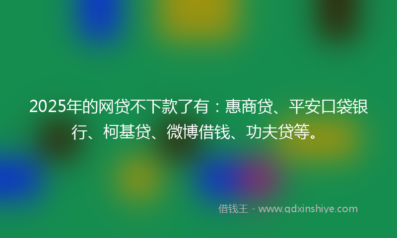 2025年的网贷不下款了有：惠商贷、平安口袋银行、柯基贷、微博借钱、功夫贷等。