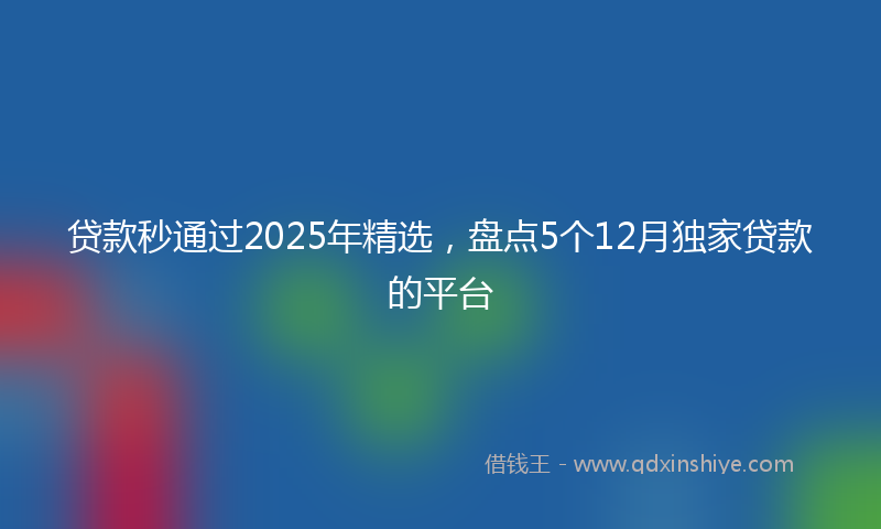 贷款秒通过2025年精选，盘点5个12月独家贷款的平台