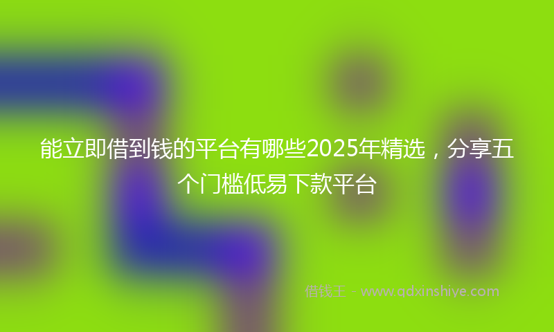 能立即借到钱的平台有哪些2025年精选，分享五个门槛低易下款平台