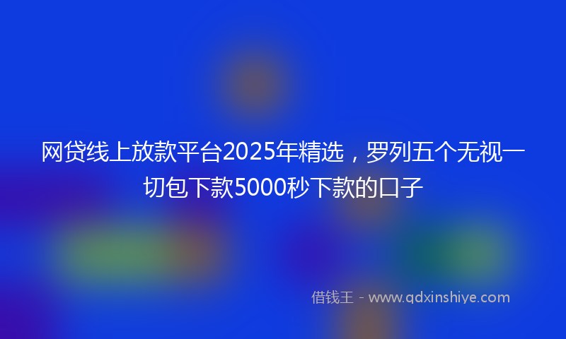 网贷线上放款平台2025年精选，罗列五个无视一切包下款5000秒下款的口子