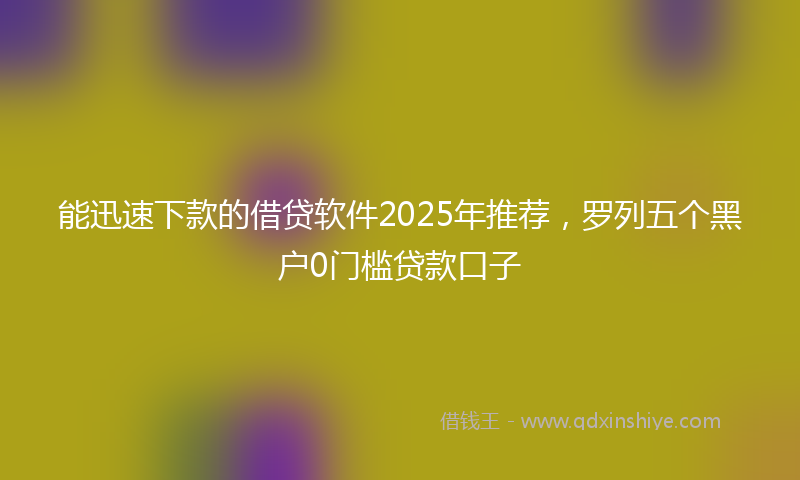能迅速下款的借贷软件2025年推荐，罗列五个黑户0门槛贷款口子