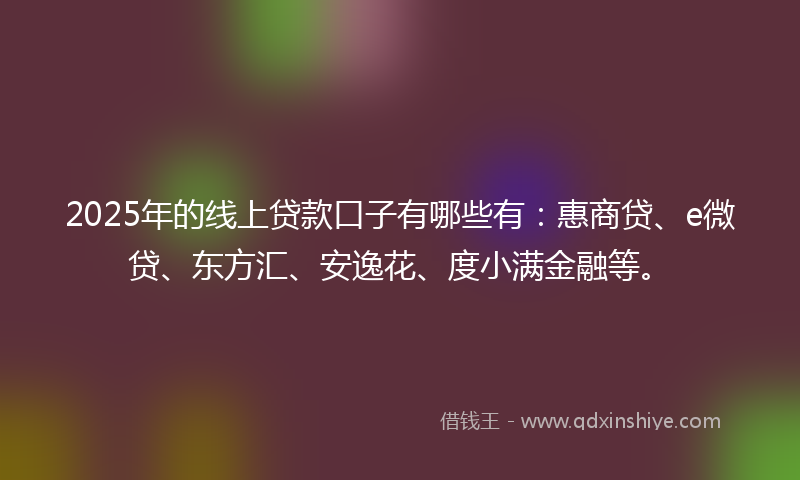 2025年的线上贷款口子有哪些有：惠商贷、e微贷、东方汇、安逸花、度小满金融等。