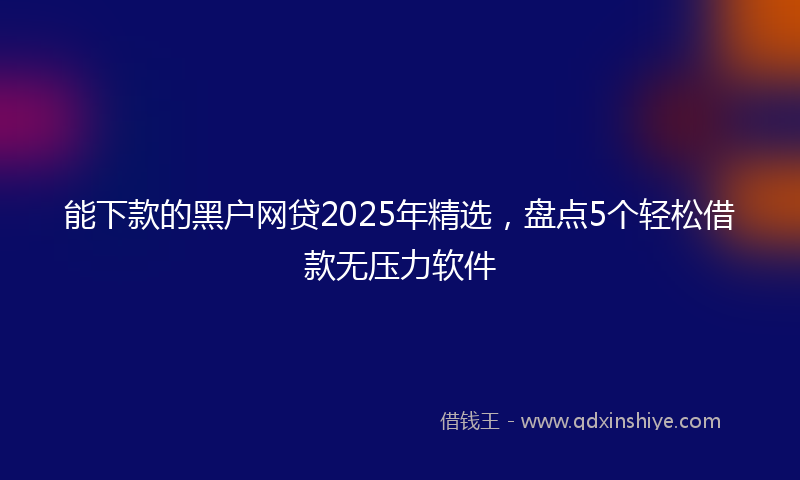 能下款的黑户网贷2025年精选，盘点5个轻松借款无压力软件