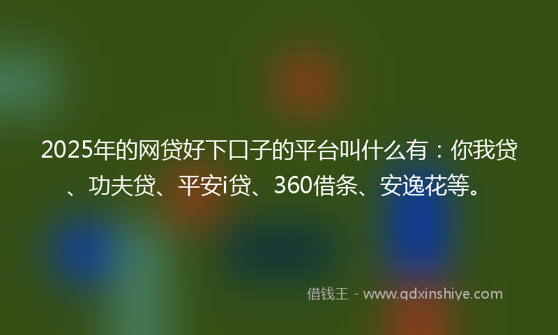 2025年的网贷好下口子的平台叫什么有：你我贷、功夫贷、平安i贷、360借条、安逸花等。