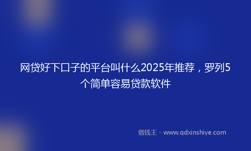 网贷好下口子的平台叫什么2025年推荐，罗列5个简单容易贷款软件