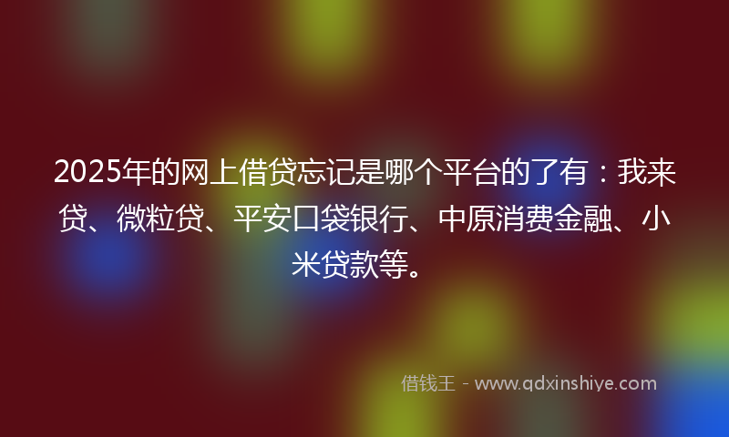 2025年的网上借贷忘记是哪个平台的了有：我来贷、微粒贷、平安口袋银行、中原消费金融、小米贷款等。