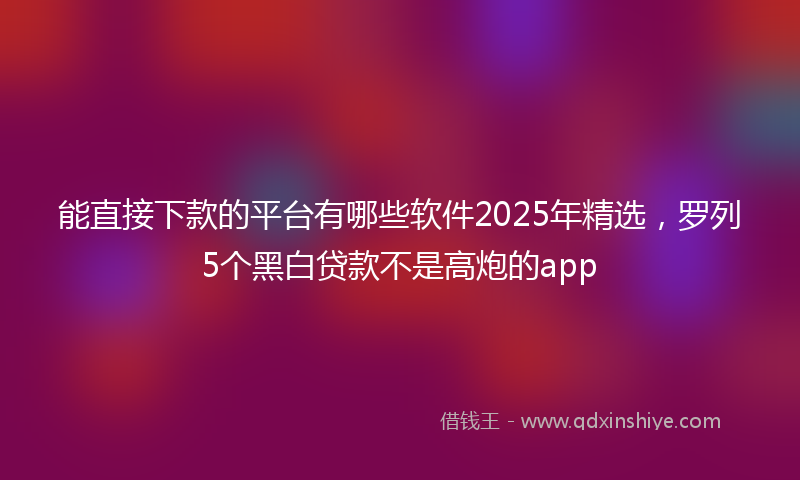 能直接下款的平台有哪些软件2025年精选，罗列5个黑白贷款不是高炮的app