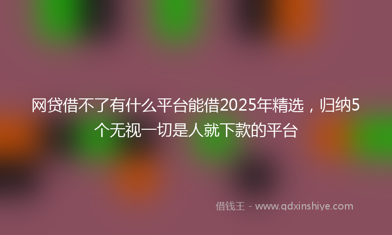 网贷借不了有什么平台能借2025年精选，归纳5个无视一切是人就下款的平台