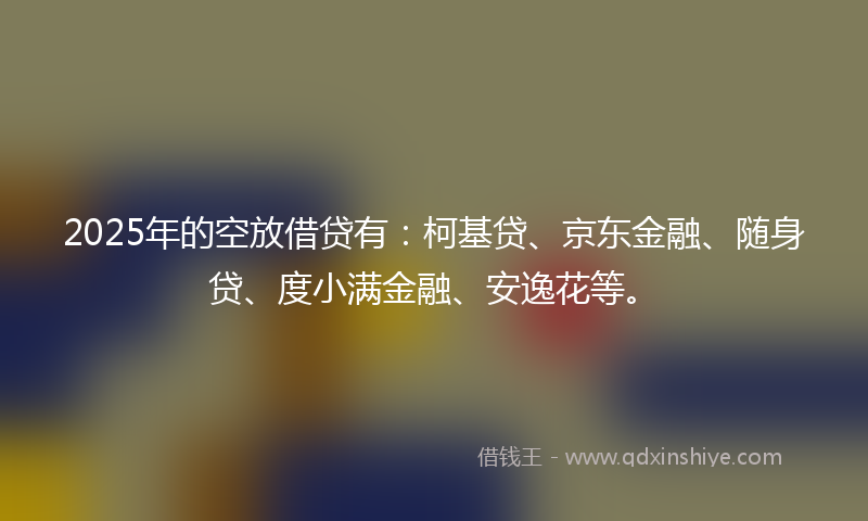 2025年的空放借贷有：柯基贷、京东金融、随身贷、度小满金融、安逸花等。