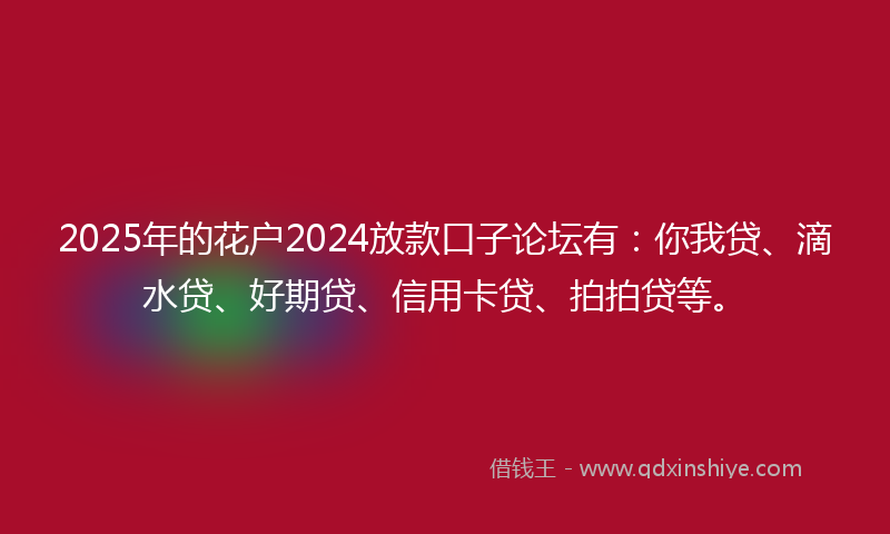 2025年的花户2024放款口子论坛有：你我贷、滴水贷、好期贷、信用卡贷、拍拍贷等。