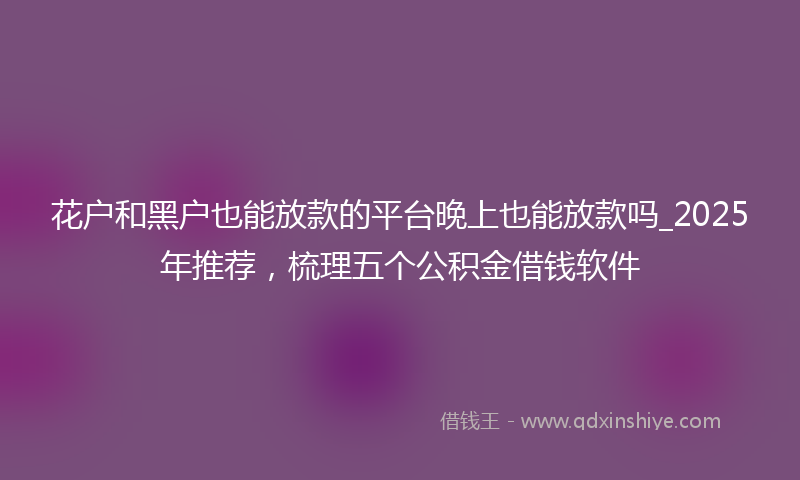 花户和黑户也能放款的平台晚上也能放款吗_2025年推荐，梳理五个公积金借钱软件