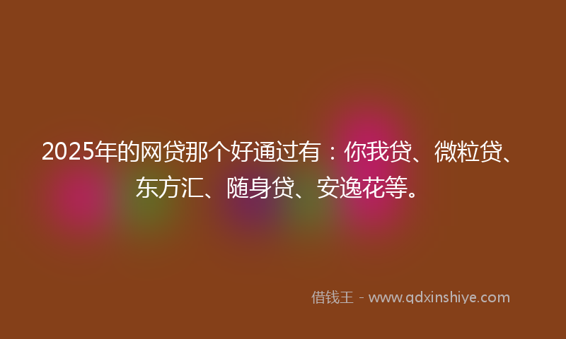 2025年的网贷那个好通过有：你我贷、微粒贷、东方汇、随身贷、安逸花等。