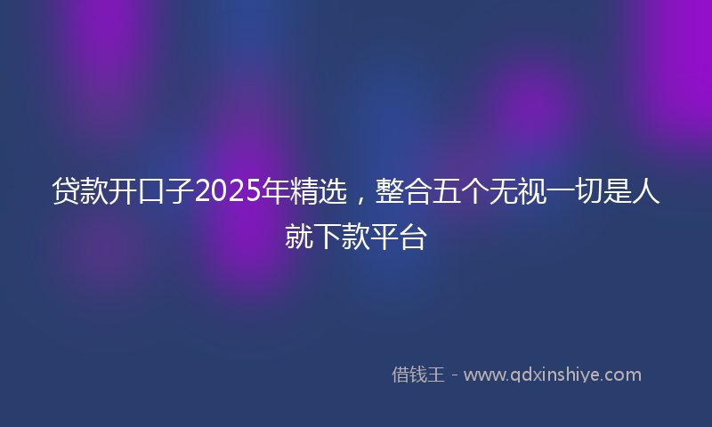 贷款开口子2025年精选，整合五个无视一切是人就下款平台