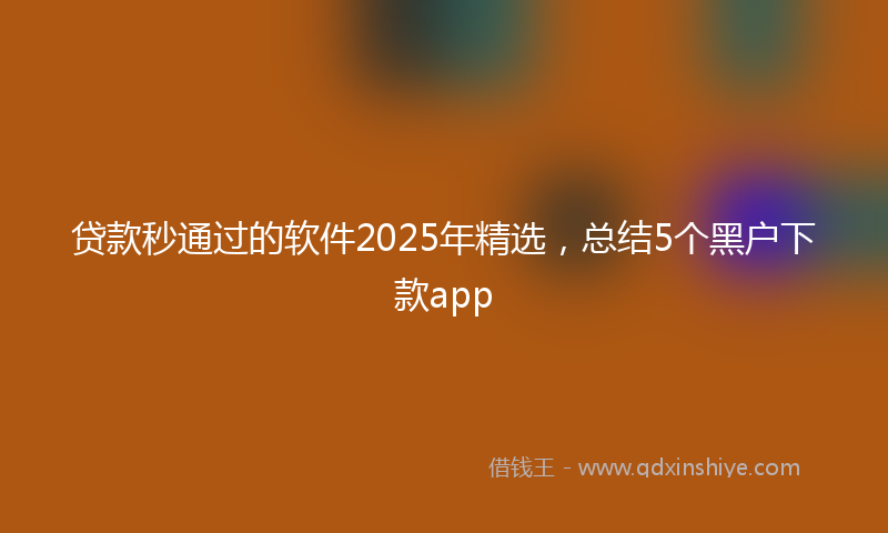贷款秒通过的软件2025年精选，总结5个黑户下款app