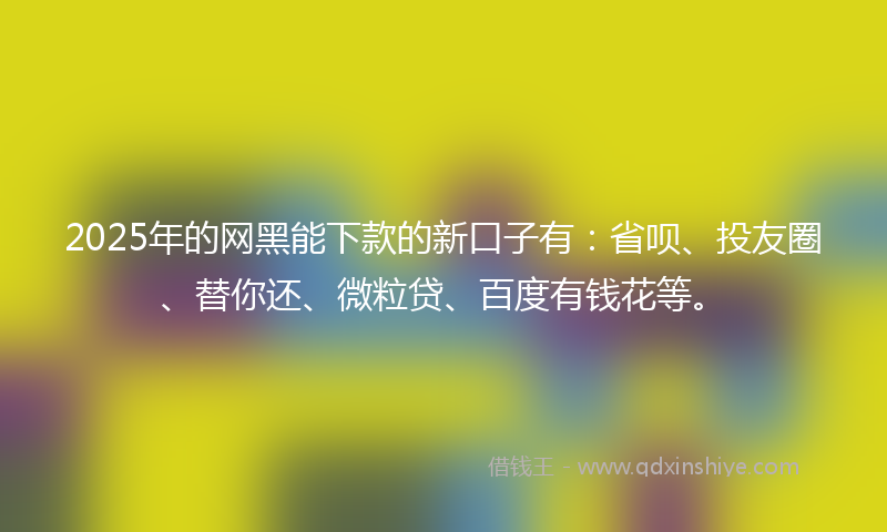 2025年的网黑能下款的新口子有：省呗、投友圈、替你还、微粒贷、百度有钱花等。