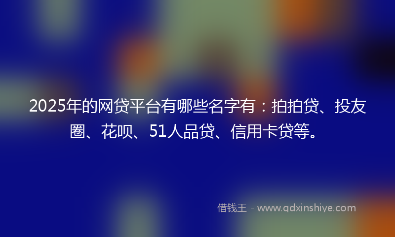 2025年的网贷平台有哪些名字有：拍拍贷、投友圈、花呗、51人品贷、信用卡贷等。