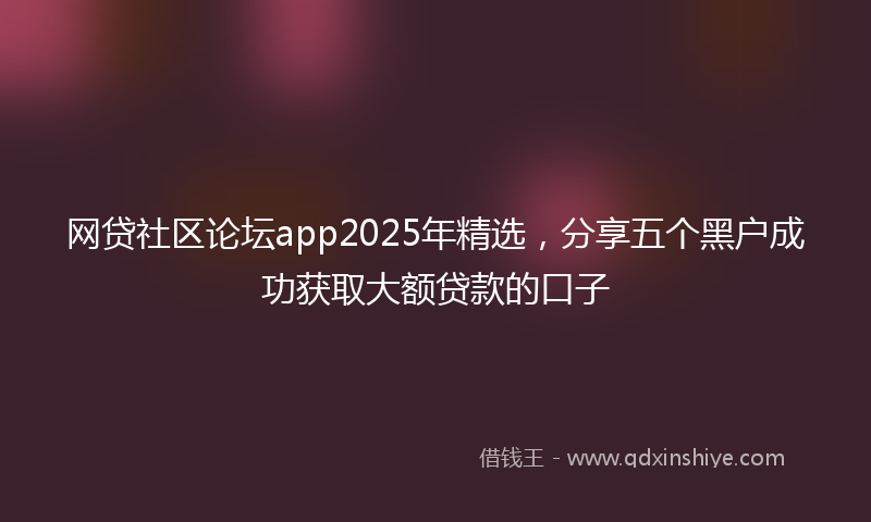 网贷社区论坛app2025年精选，分享五个黑户成功获取大额贷款的口子