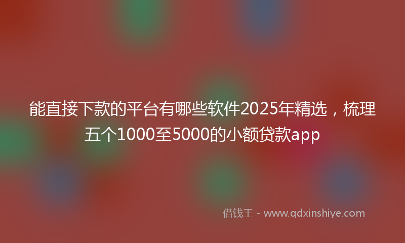 能直接下款的平台有哪些软件2025年精选，梳理五个1000至5000的小额贷款app