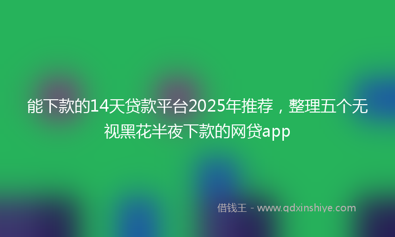 能下款的14天贷款平台2025年推荐，整理五个无视黑花半夜下款的网贷app