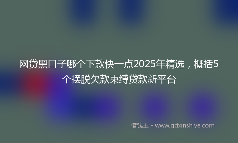 网贷黑口子哪个下款快一点2025年精选，概括5个摆脱欠款束缚贷款新平台