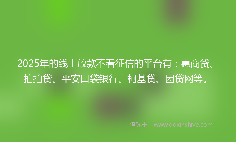 2025年的线上放款不看征信的平台有：惠商贷、拍拍贷、平安口袋银行、柯基贷、团贷网等。