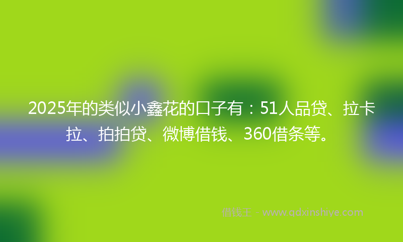 2025年的类似小鑫花的口子有：51人品贷、拉卡拉、拍拍贷、微博借钱、360借条等。