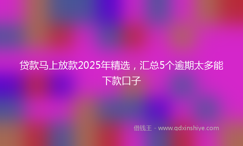 贷款马上放款2025年精选，汇总5个逾期太多能下款口子