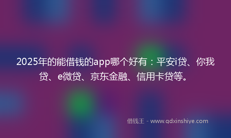 2025年的能借钱的app哪个好有：平安i贷、你我贷、e微贷、京东金融、信用卡贷等。