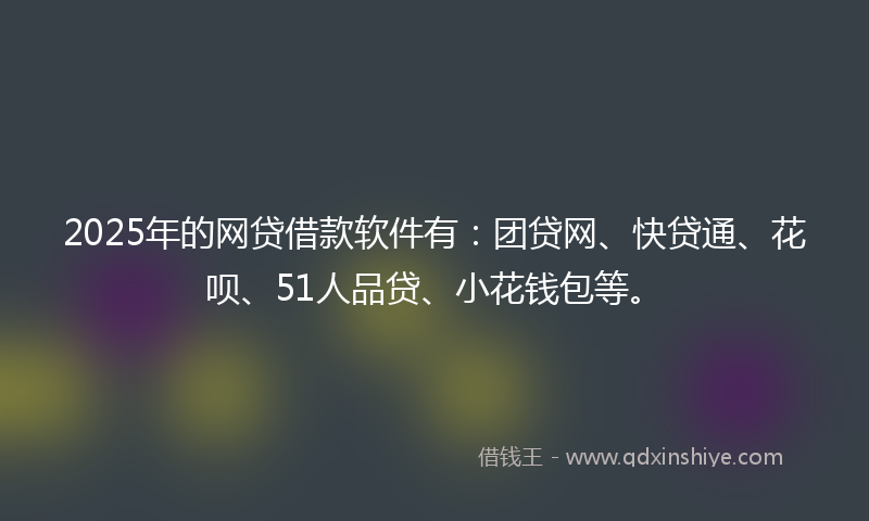 2025年的网贷借款软件有：团贷网、快贷通、花呗、51人品贷、小花钱包等。