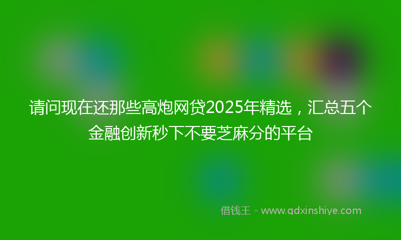 请问现在还那些高炮网贷2025年精选，汇总五个金融创新秒下不要芝麻分的平台