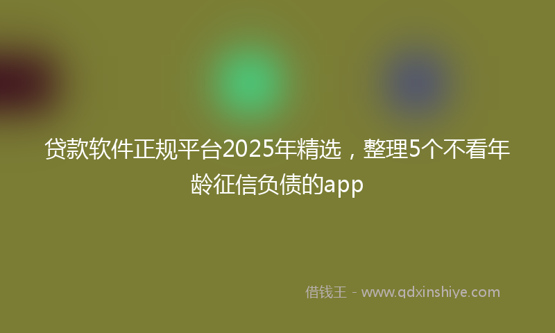 贷款软件正规平台2025年精选，整理5个不看年龄征信负债的app