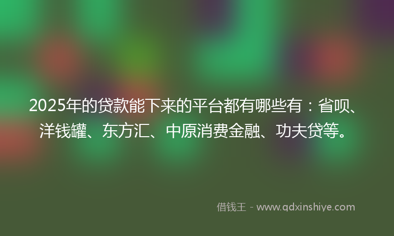 2025年的贷款能下来的平台都有哪些有：省呗、洋钱罐、东方汇、中原消费金融、功夫贷等。
