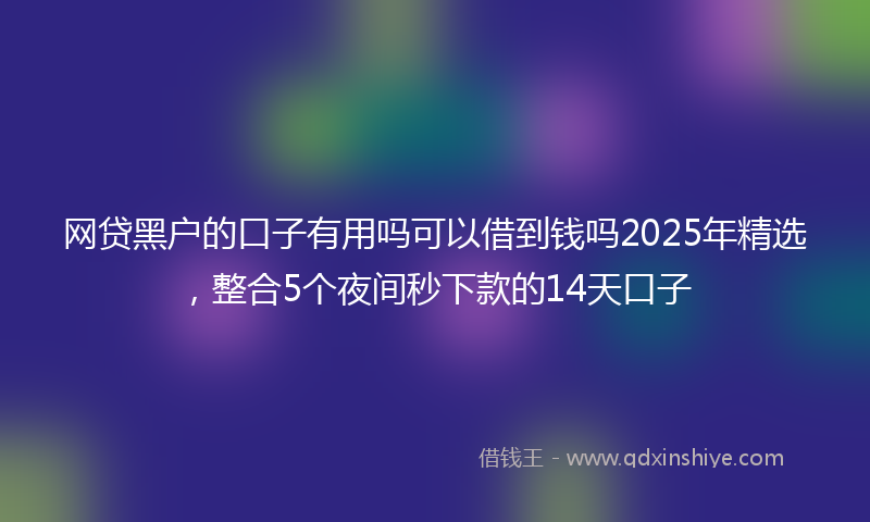 网贷黑户的口子有用吗可以借到钱吗2025年精选，整合5个夜间秒下款的14天口子