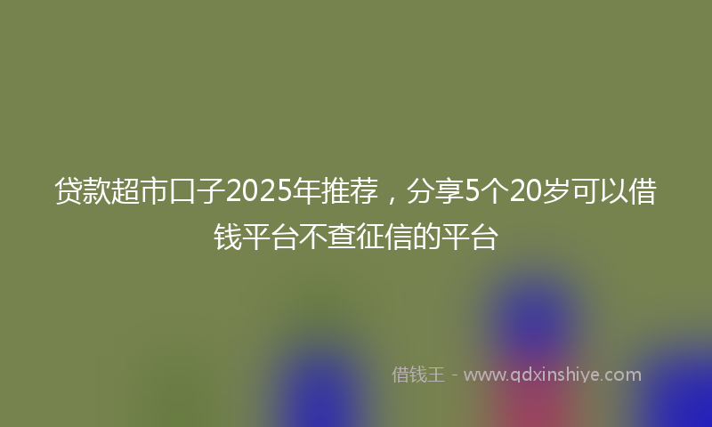贷款超市口子2025年推荐，分享5个20岁可以借钱平台不查征信的平台