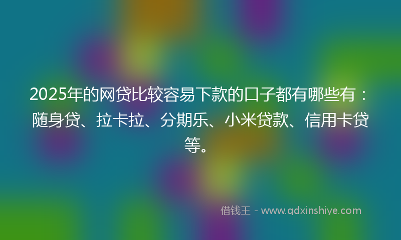 2025年的网贷比较容易下款的口子都有哪些有：随身贷、拉卡拉、分期乐、小米贷款、信用卡贷等。