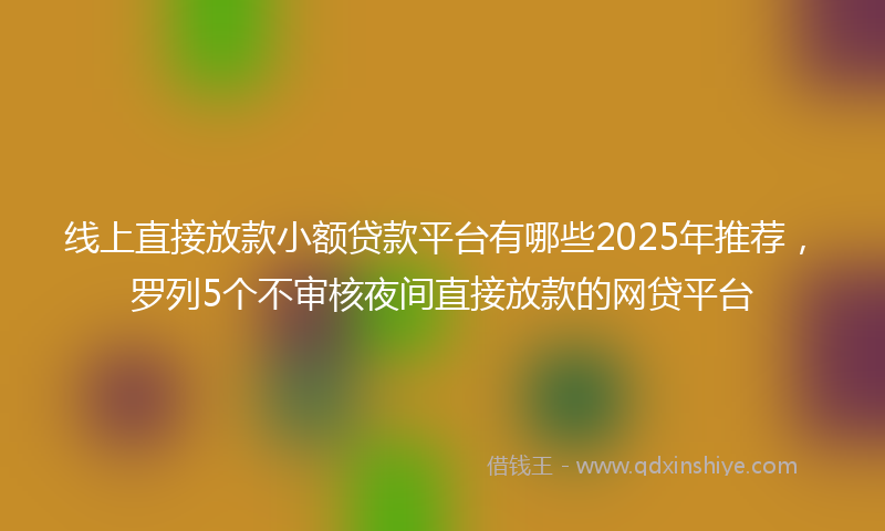 线上直接放款小额贷款平台有哪些2025年推荐，罗列5个不审核夜间直接放款的网贷平台