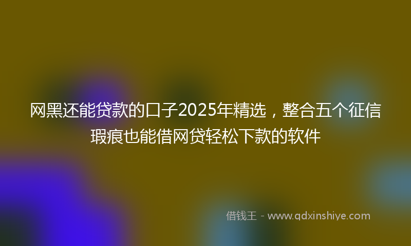 网黑还能贷款的口子2025年精选，整合五个征信瑕疵也能借网贷轻松下款的软件
